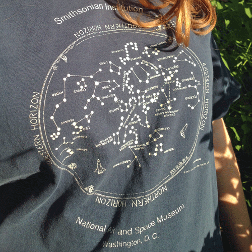 Yeah, this shirt is totally from the 90s. And it's totally glow-in-the-dark. Bonus: the constellation names are printed upside-down for the wearer's convenience.