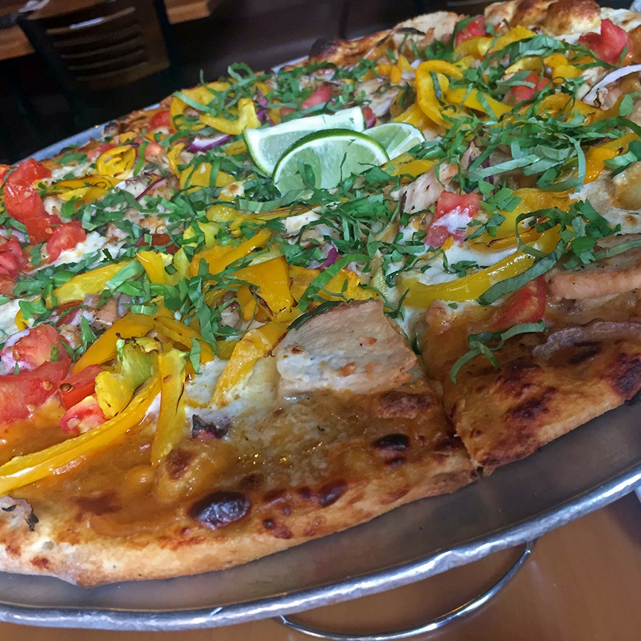 Thai curry chicken pizza
