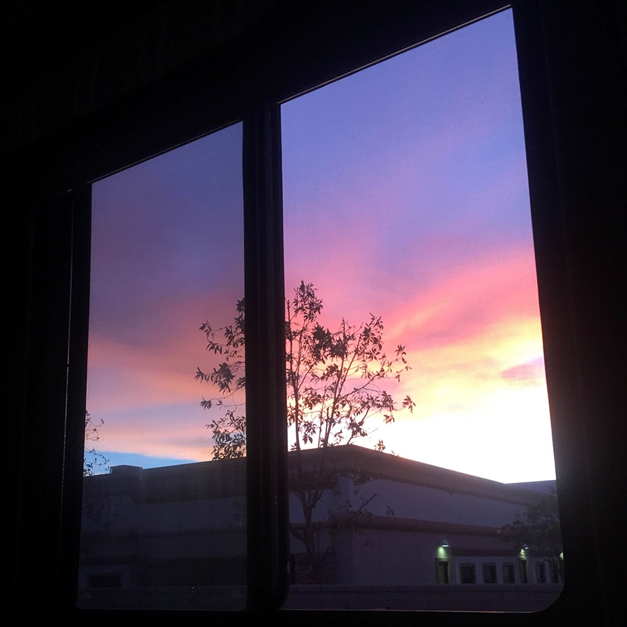 Sunset out the window