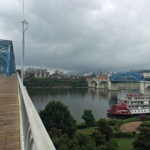 The Tennessee River as seen from Walnut Street Bridge in Downtown Chattanooga