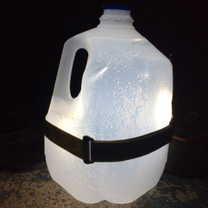 Pinterest victory! We used a headlamp to make a lantern.