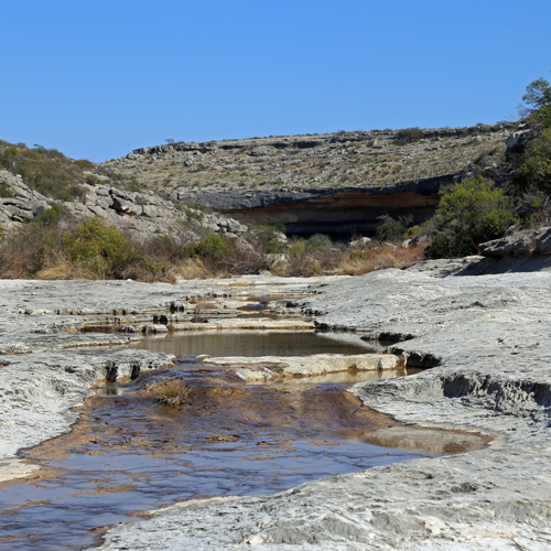 The canyon is usually dry, but recent rains had left pools of water