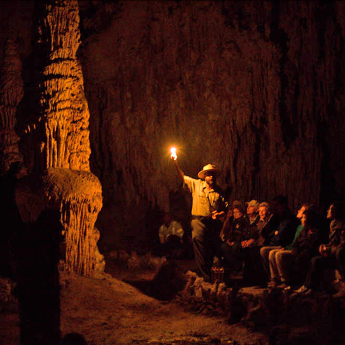 Ranger Eric telling the story of the Cavern's first champion... and the time he almost lost his way in the dark